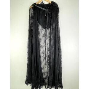 Dolls Kill Trickz N Treatz Endless Sorrow Lace Hooded Cape Black Sheer One Size